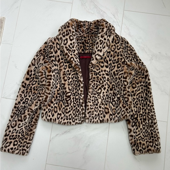 Velvet by Graham & Spencer Jackets & Blazers - Velvet by Graham & Spencer Leopard Print Faux Fur Cropped Jacket